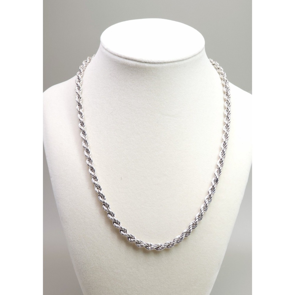 Vintage Milor 925 Sterling Silver Rope Chain 5mm Adjustable Necklace 18" to 28"